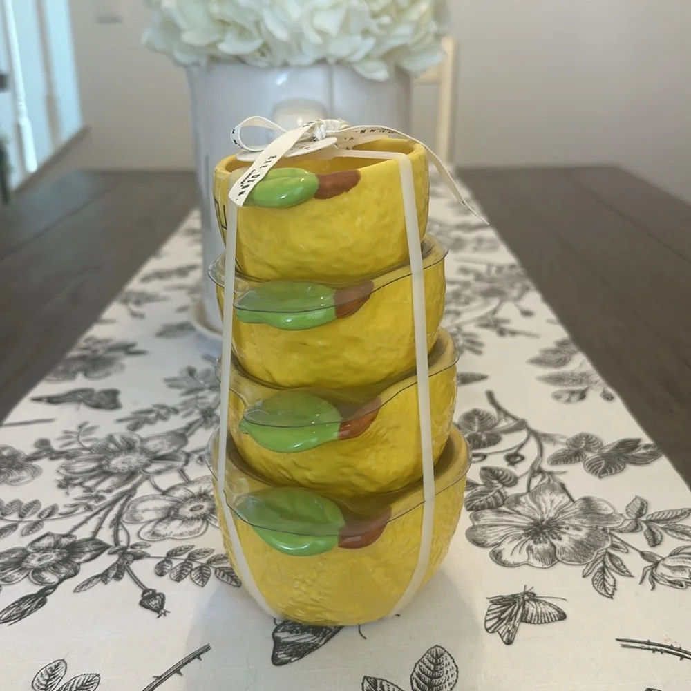 Rae Dunn By Magenta Yellow Lemon Stacking Measuring Cups
